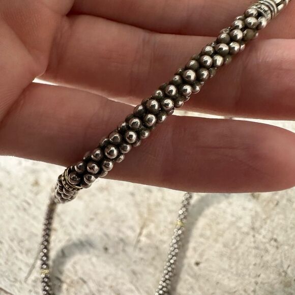 Vintage Lagos Cavier Mix Metal 925 & 18k Bead Chain And Large Pendant - Picture 10 of 11